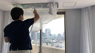 港区乃木坂パークハウス：N様邸三菱天井エアコン高圧洗浄